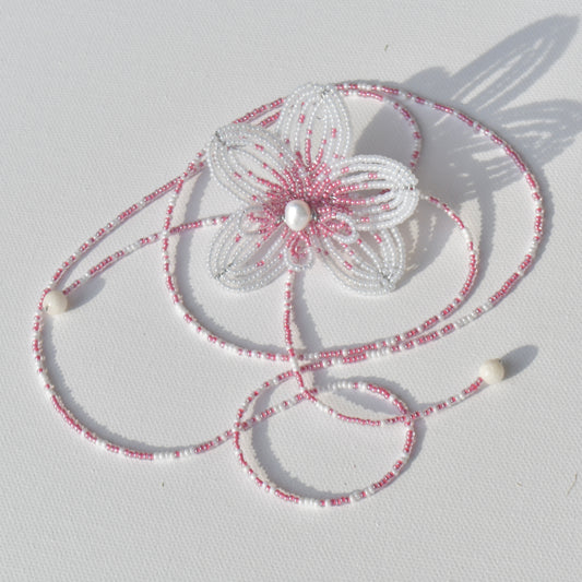 Handmade Beaded Flower Necklace Blush