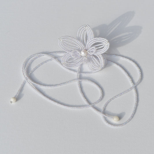 Handmade Beaded Flower Necklace Lavender Mist