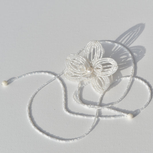 Handmade Beaded Flower Necklace Pearl