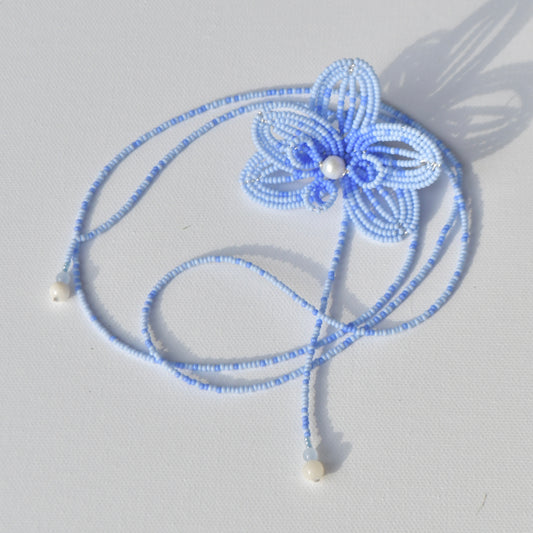 Handmade Beaded Flower Necklace Sky