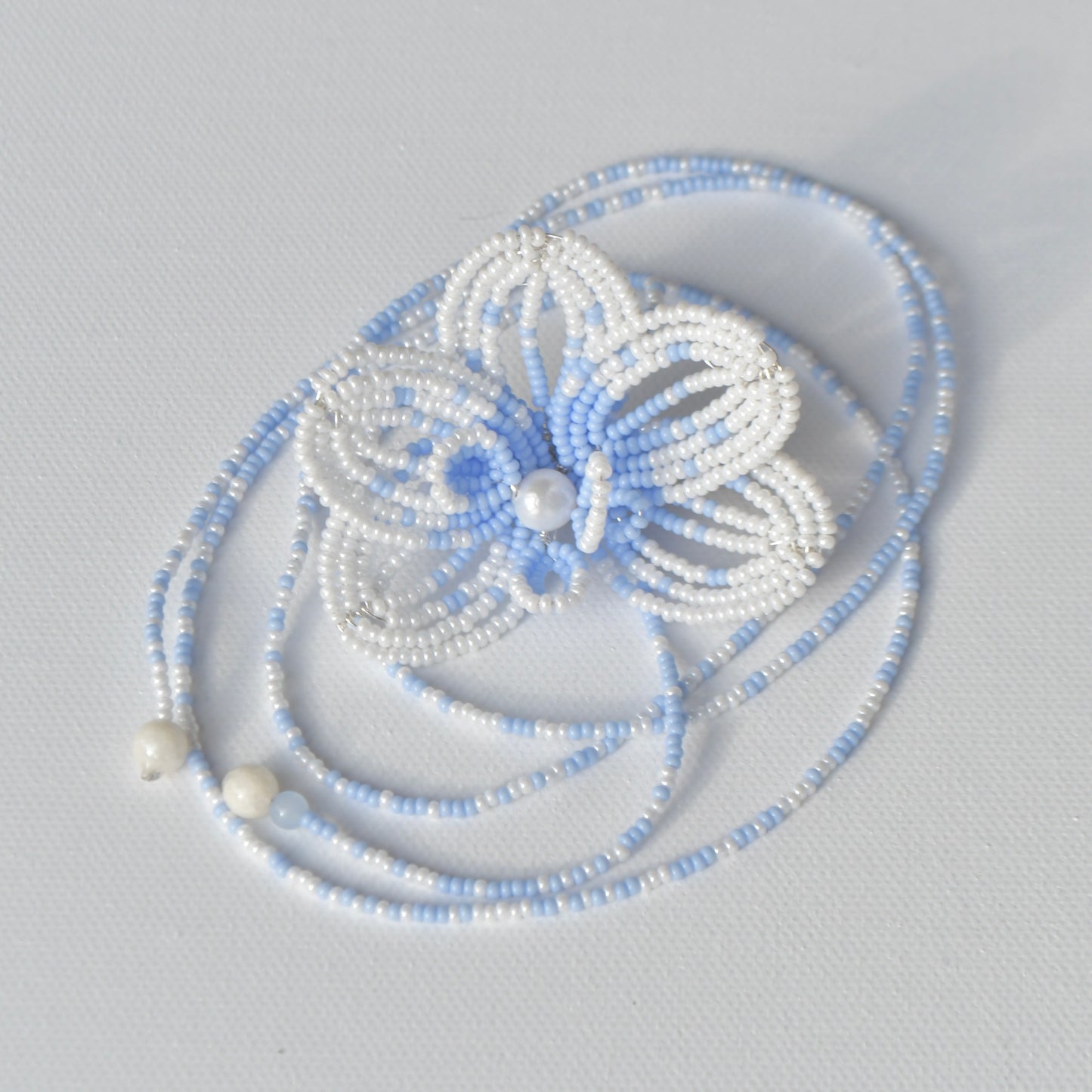 Handmade Beaded Flower Necklace Periwinkle