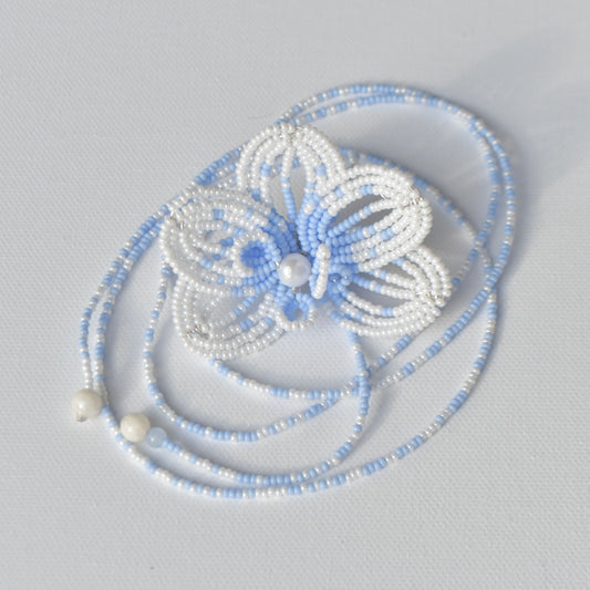 Handmade Beaded Flower Necklace Periwinkle